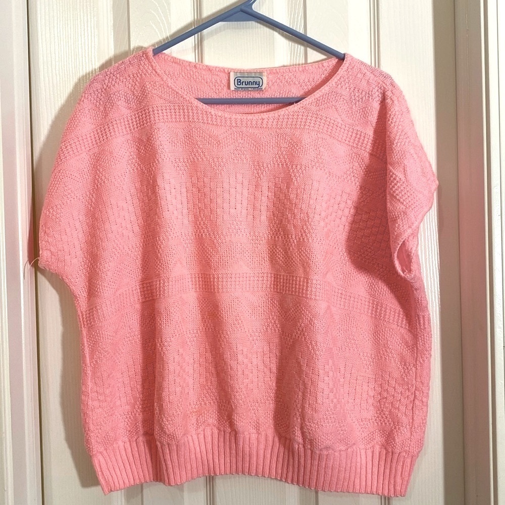 Vintage Brunny 80s Pink Textured Short sleeve sweater top